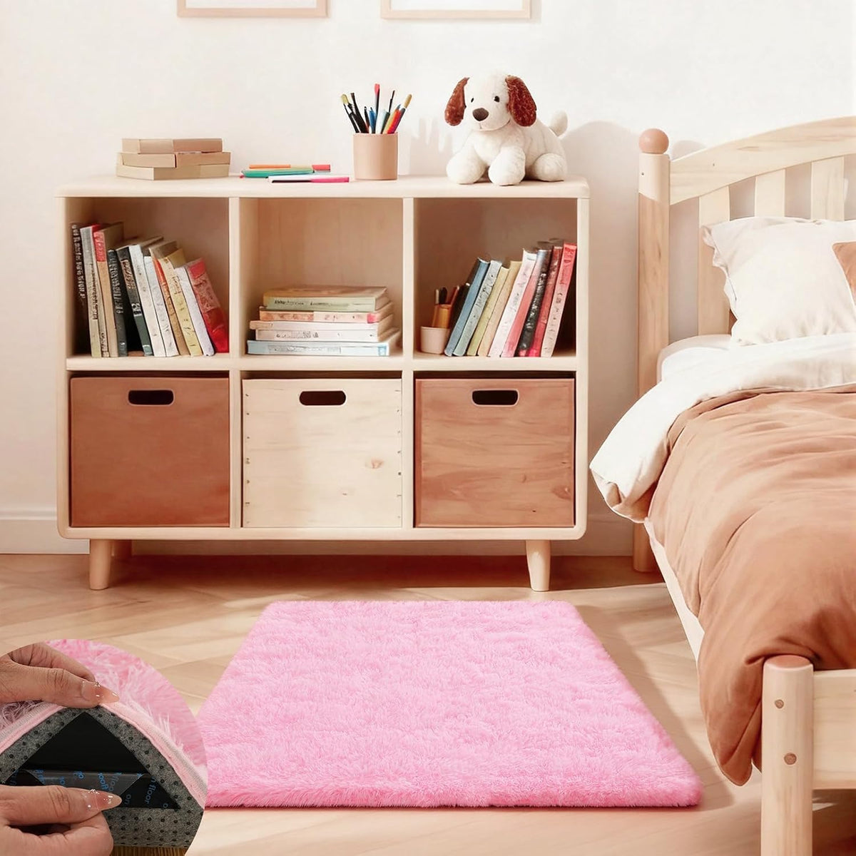 Pink Rug for Bedroom, 2x3 Small Fluffy Area Rugs for Living Room