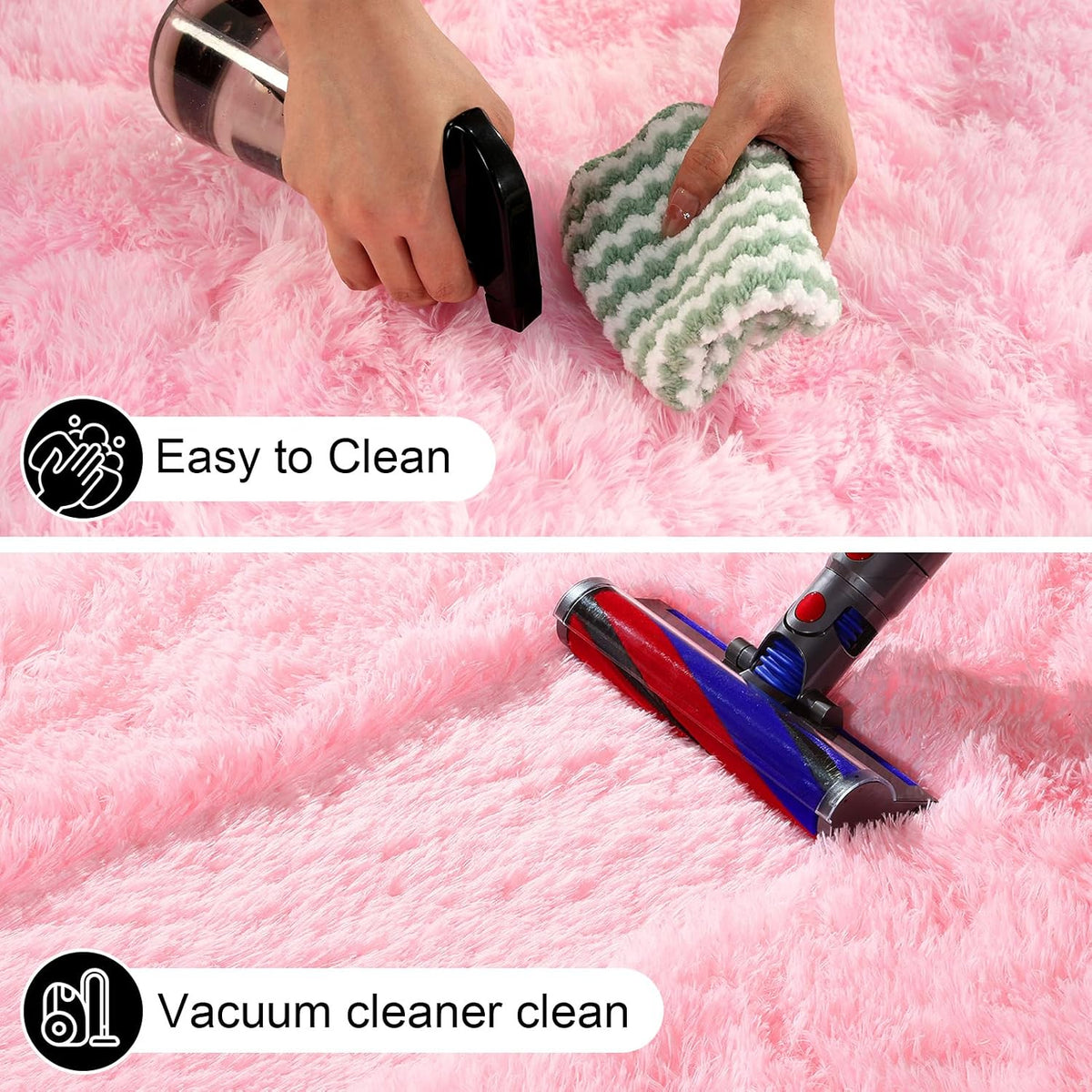 Pink Rug for Bedroom, 2x3 Small Fluffy Area Rugs for Living Room