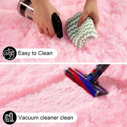 Pink Rug for Bedroom, 2x3 Small Fluffy Area Rugs for Living Room