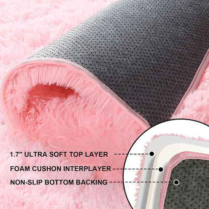Pink Rug for Bedroom, 2x3 Small Fluffy Area Rugs for Living Room