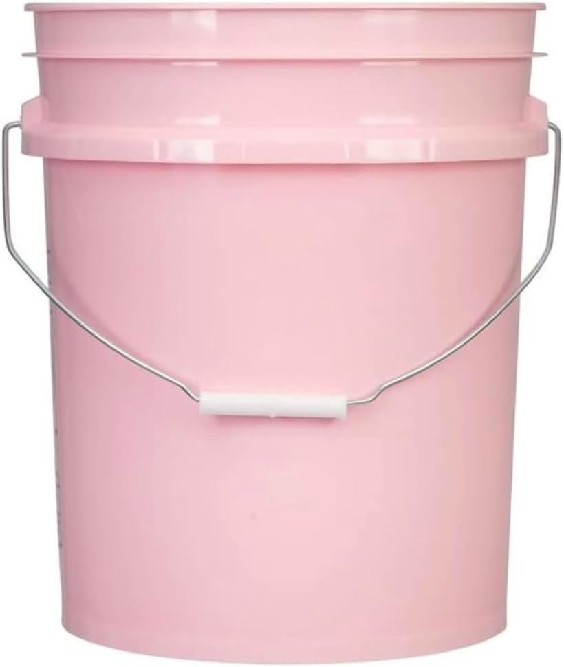 5 Gallon Premium HPDE Plastic Bucket - Made in USA Food Grade Storage Container, BPA Free All Purpose Pail (4, Pink)