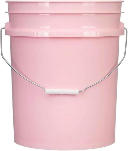 5 Gallon Premium HPDE Plastic Bucket - Made in USA Food Grade Storage Container, BPA Free All Purpose Pail (4, Pink)
