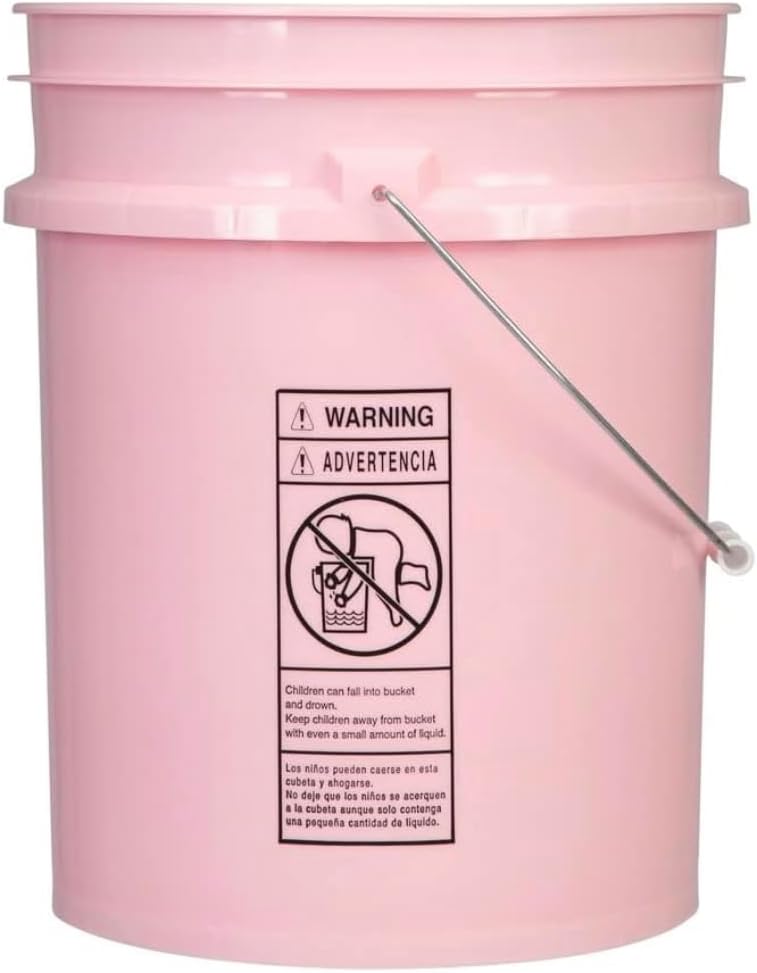 5 Gallon Premium HPDE Plastic Bucket - Made in USA Food Grade Storage Container, BPA Free All Purpose Pail (4, Pink)