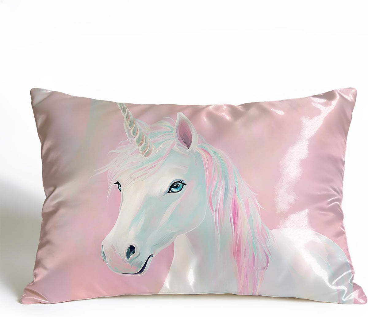 Pink Horse 20x30 Satin Silk Sleep Pillow Covers Case Queen Size for Sleeping Bed with Zipper,Pink Horse Girls Bedroom Room Decor,Double-Sided(1 Pack)