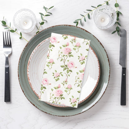 40Pcs Floral Napkins-Light Pink Hand Towels Disposable Pink Theme Birthday Party Supplies for Bathroom,Kitchen Dinner Decorations
