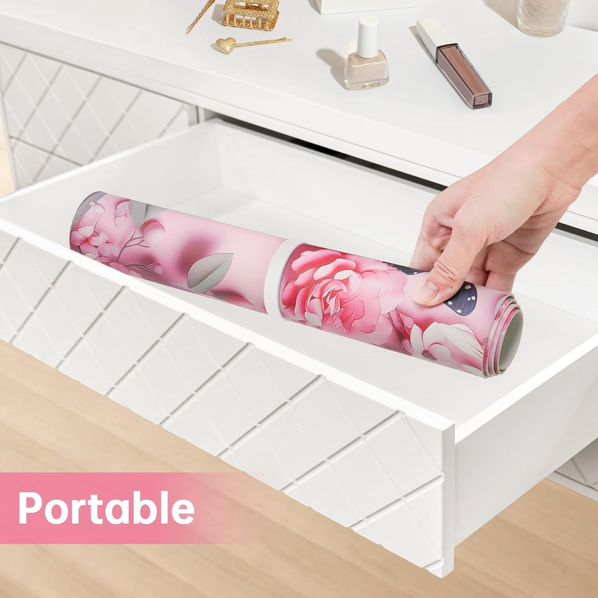 Dual Sided Desk Mat PU Leather, Waterproof Desk Pad, Pink Butterfly