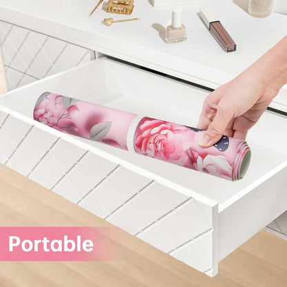Dual Sided Desk Mat PU Leather, Waterproof Desk Pad, Pink Butterfly
