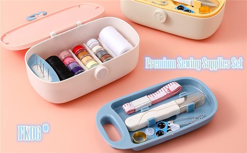 Sewing Project Kit, 135 Pcs Family Sewing Supplies Repair Kit Traveler Sewing Kit Sewing Thread Accessories DIY Sewing Supplies Organizer (Green) (Pink)