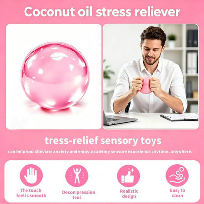Coconut Oil Squishy Stress Ball, Shapeable and No Rebound. Soft Elastic Fidget Toy for Adults and Kids. Anxiety Relief, Office Desk Calming, Birthday Pink.（Pink）