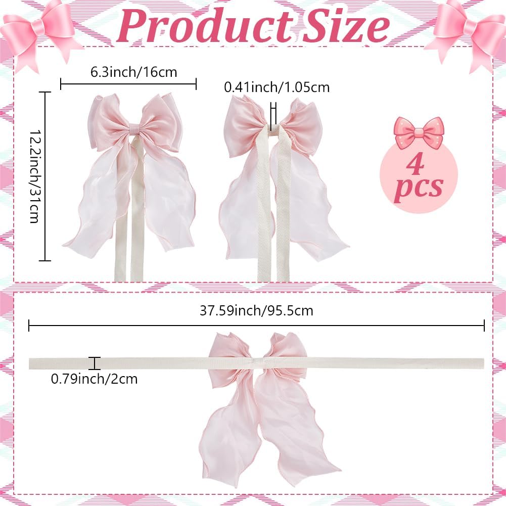 4pcs Bow Curtain Tiebacks French Silky Curtain Holdbacks
