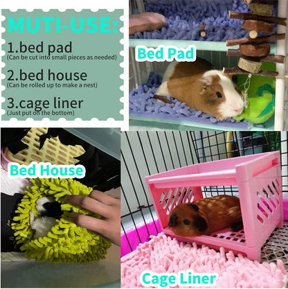 Long Plush Bunny Rabbit Guinea Pig Bed, Winter Warm Bunny Blanket for Rabbits, Guinea Pig Cage Liners Washable Reusable