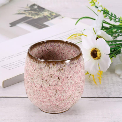 Chinese Ceramic Teacups 5.75oz Traditional Gong Fu Tea Set Ceramic Mate Teacup Japanese No Handle Small Coffee Cup for Mate Tea Coffee Wine Drinks, Light Pink