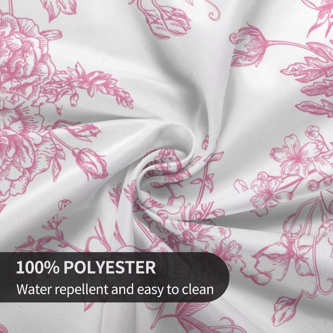 Floral Tablecloth 70x70 Inch Round, Pink Flower Table Cloth, Chinoiserie Floral Tablecloths Polyester Fabric Farmhouse Decorative for Spring Home Kitchen Dining Party