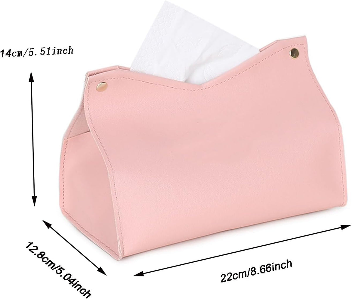 1PCS PU Leather Tissue Box Cover, Rectangle Facial Paper Organizer Dispenser, Modern Tissue Case Holder for Vanity Countertop Nightstands Living Room Office Desk Car (Pink)