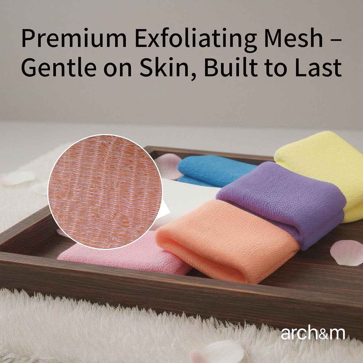 Exfoliating Washcloth & Body Scrubber, Peach, 3 Pack