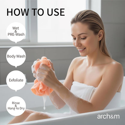 Exfoliating Washcloth & Body Scrubber, Peach, 3 Pack