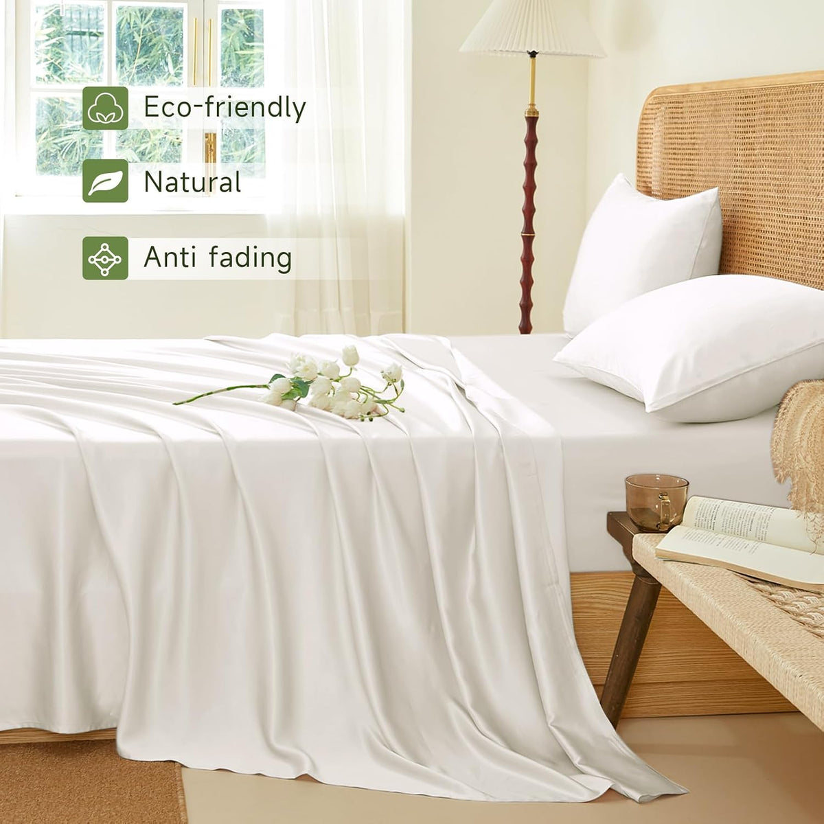 RV Short Queen Size 4-Piece Sheet Set 12 Momme Flawless Smooth Mulberry Silk Bed Sheets Set Fits 14-18" Deep Pocket (Solid, Peach)