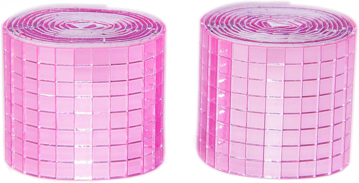 Pink Self Adhesive Glass Mirror Mosaic Tiles, 5 x 5 mm Square Mirror Tiles 3200 Pieces for DIY Craft, Interior, Art Collage, Card Making, Cups 2 Rolls
