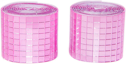 Pink Self Adhesive Glass Mirror Mosaic Tiles, 5 x 5 mm Square Mirror Tiles 3200 Pieces for DIY Craft, Interior, Art Collage, Card Making, Cups 2 Rolls