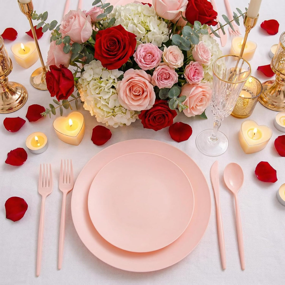 150pcs Heavy Duty Pink Plastic Plates for Wedding Matte Set