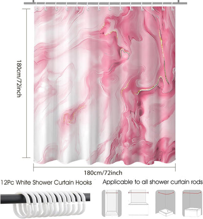 Shower Curtains Pink Marble Shower Curtain for Bathroom 72 X 72 Inch