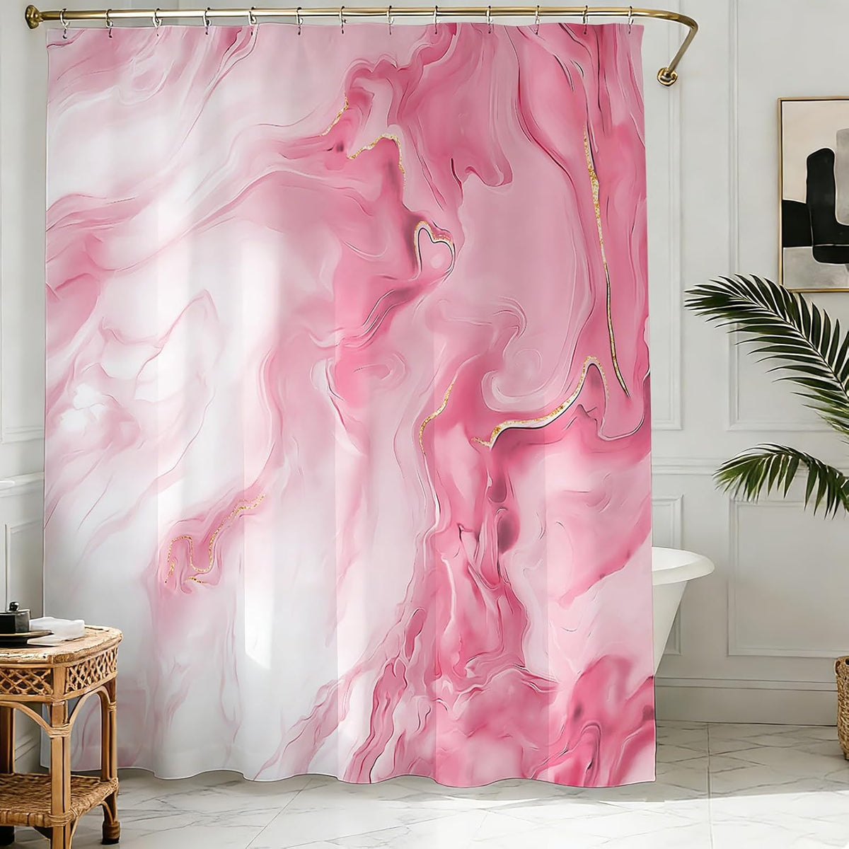 Shower Curtains Pink Marble Shower Curtain for Bathroom 72 X 72 Inch