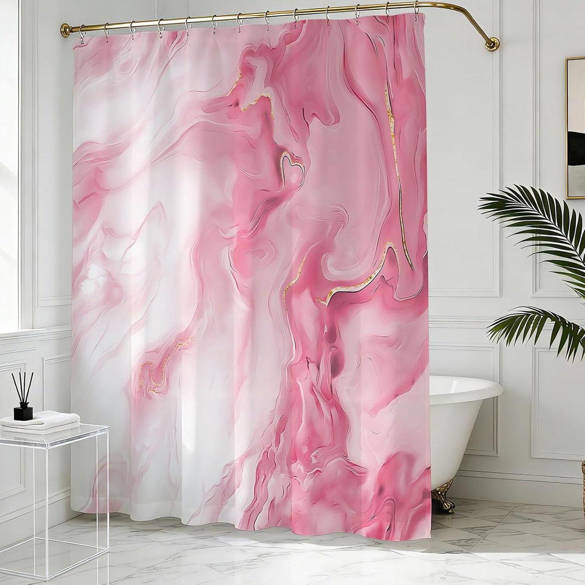 Shower Curtains Pink Marble Shower Curtain for Bathroom 72 X 72 Inch
