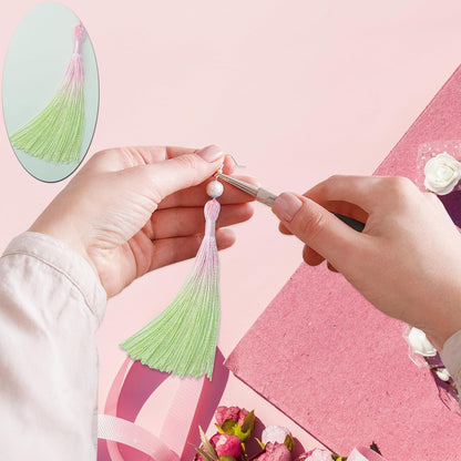 50Pcs 5 Inch Bulk Bookmark Tassel Kit for Graduation, Keychain(Pink Green)