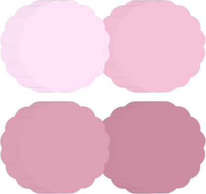 120 Pcs Round Dusty Pink Paper Placemats 13.5 Inch Scalloped Disposable Place Mats Doilies Table Place Mats Tea Party Paper Placemats for Valentine Birthday Wedding Banquet Party