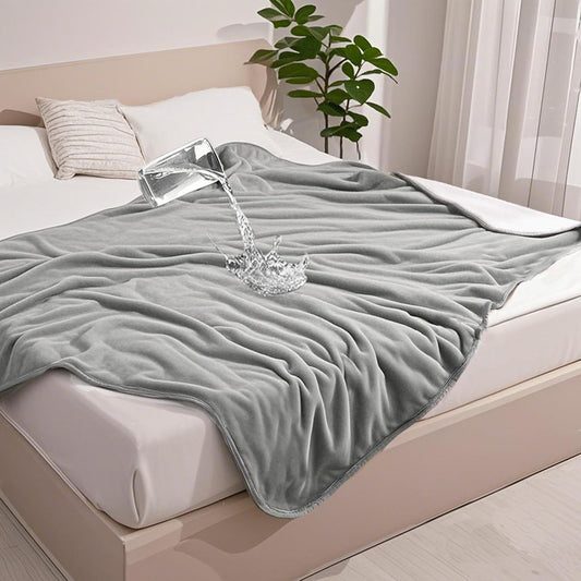gogobunny Waterproof Blanket for Bed Couch Sofa, Liquid Pee and Fur Proof Pet Blanket for Dog Puppy Cat, Reversible Sherpa Fleece Throw Blanket Furniture Cover Protector (Grey, 50x60 inches)