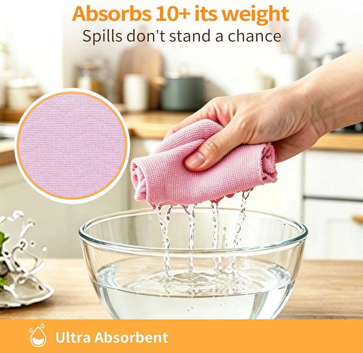 Viraelive Microfiber Cleaning Cloth Roll, 50 Pack, Pink Wave, 12"x12"