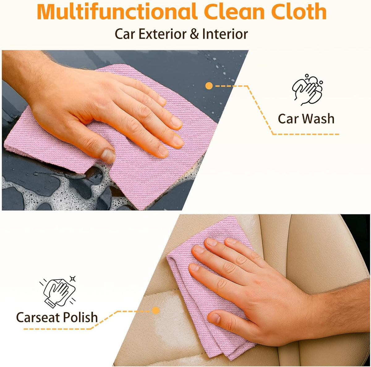 Viraelive Microfiber Cleaning Cloth Roll, 50 Pack, Pink Wave, 12"x12"