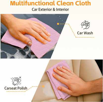 Viraelive Microfiber Cleaning Cloth Roll, 50 Pack, Pink Wave, 12"x12"