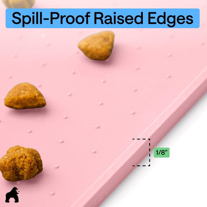 Dog Food Mat, 100% Waterproof Silicone, 18.5x11.5 Light Pink