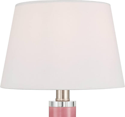 Peony Bloom 15" Small Table Lamp Pink Glass Flower Accent