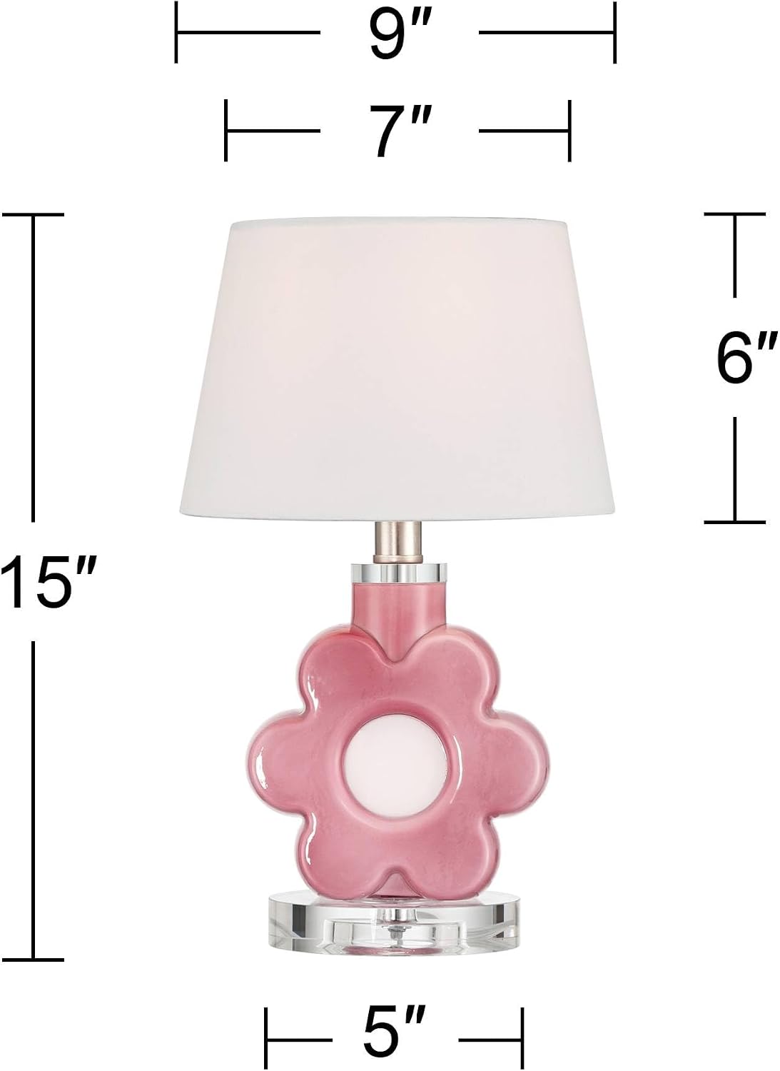 Peony Bloom 15" Small Table Lamp Pink Glass Flower Accent