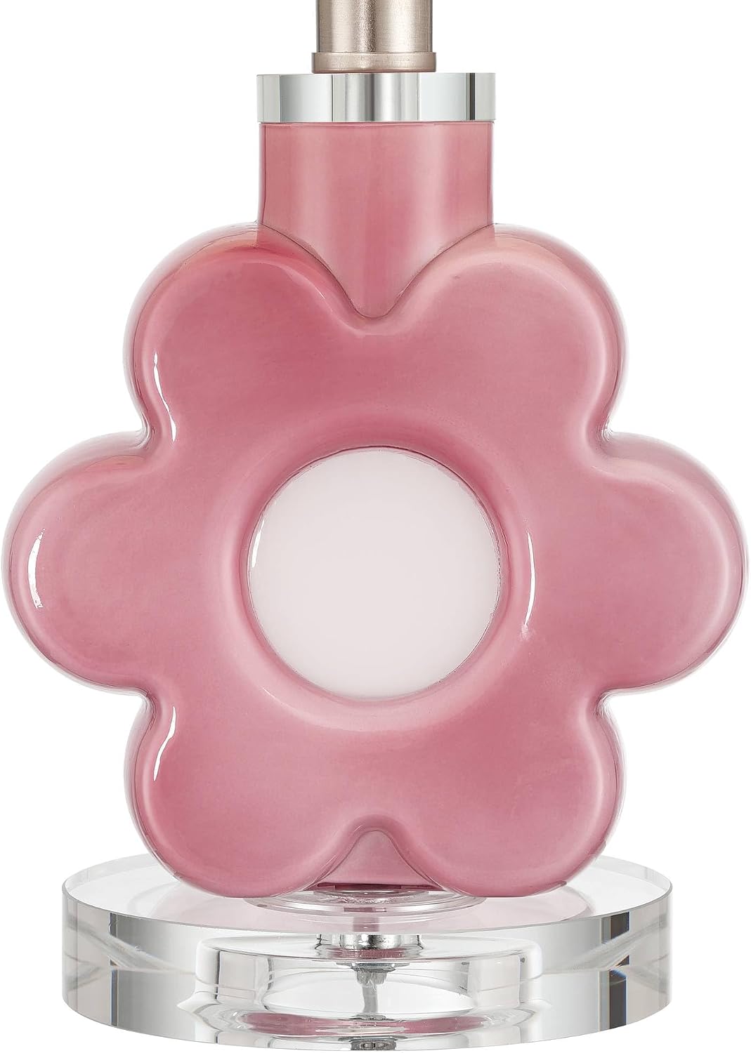 Peony Bloom 15" Small Table Lamp Pink Glass Flower Accent