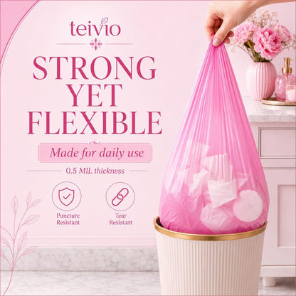 Small Pink Trash Bags 4 Gallon 150 Count Kitchen Garbage Bags