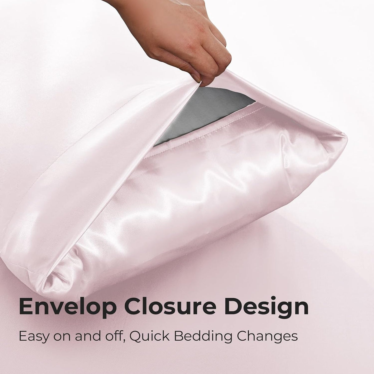 Satin Sheets King - 4 Pieces Luxury Soft Pink Silky Bed Sheets Set with Pillowcases - Smooth Silk-Like Satin Fabric, Reinforced 14 Inches Pocket, Oeko-Tex Certified