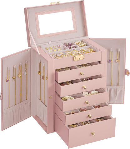 SONGMICS 6-Layer Jewelry Box Organizer with 5 Drawers, Lock and Mirror