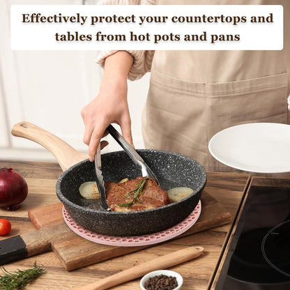 Silicone Trivet Mats for Hot Dishes 7 Inch, 4 Pcs Multi-Functional Non-Slip Hot Pads Heat Resistant Pot Holder Hot Plate Mats for Kitchen Counter Table, Pink