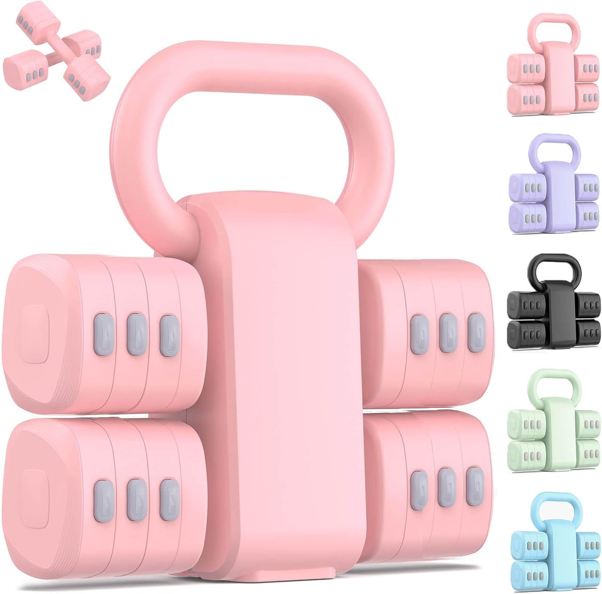 2-in-1 Adjustable Dumbbell Set, 4-Level Weights for Women