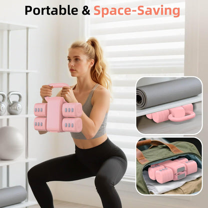 2-in-1 Adjustable Dumbbell Set, 4-Level Weights for Women