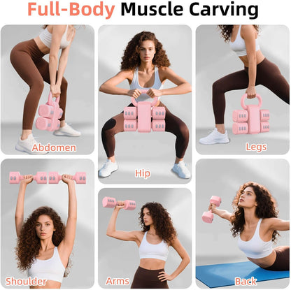 2-in-1 Adjustable Dumbbell Set, 4-Level Weights for Women