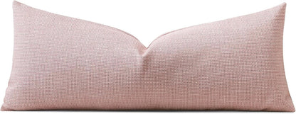 Linen Throw Pillow Cover Set of 1 Decorative Long Lumbar Pillowcase Rectangle Cushion Cover 14x36 Inch for Home Decor Sofa Bedroom Car 35 x 90CM Pink
