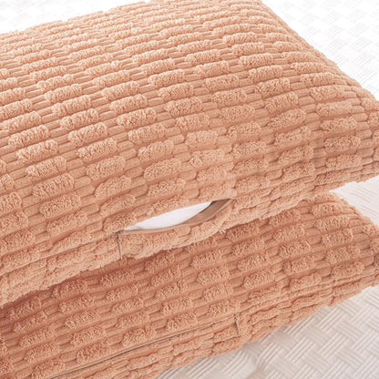 Decorative Throw Pillow Covers for Bed Couch Bedroom Bench, Soft Corduroy Solid Pillow Case, Rustic Farmhouse Boho Room Decor,54" x 20" (Pack of 1),Peach