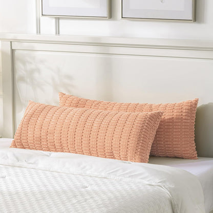 Decorative Throw Pillow Covers for Bed Couch Bedroom Bench, Soft Corduroy Solid Pillow Case, Rustic Farmhouse Boho Room Decor,54" x 20" (Pack of 1),Peach