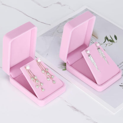 2 Pieces Velvet Jewelry Gift Boxes for Necklace Pendant Earring Bracelet, Small Jewelry Storage Display Case for Christmas Wedding Engagement Birthday Anniversary (Pink)