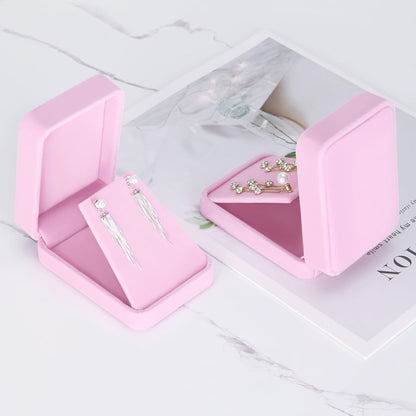 2 Pieces Velvet Jewelry Gift Boxes for Necklace Pendant Earring Bracelet, Small Jewelry Storage Display Case for Christmas Wedding Engagement Birthday Anniversary (Pink)