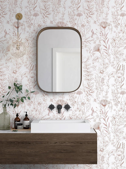 Pink Peel and Stick Wallpaper Floral Wall Paper Modern Boho Contact Paper for Bedroom Removable Self Adhesive Wallpaper for Bathroom Living Room Papel Tapiz para Pared 17.3"×78.7”